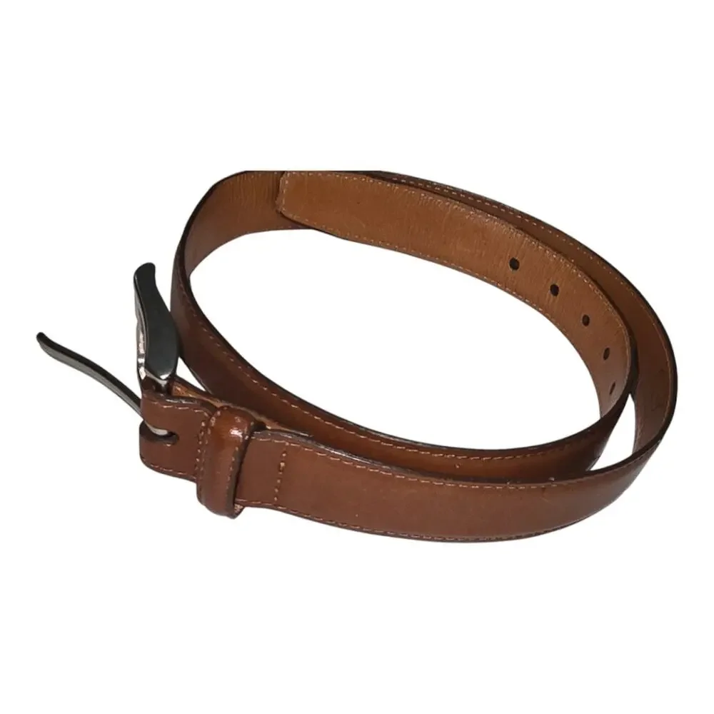 Vineyard Vines Tan Leather Belt with Silver Tone Hardware Women's Size 26 Small